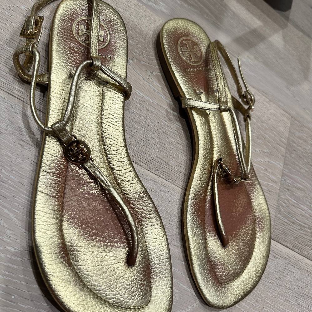 Tory Burch gold flats